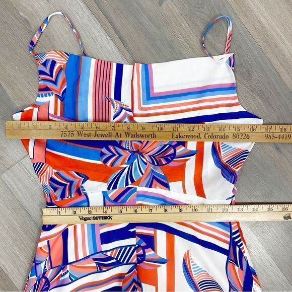 Foxiedox Kai Chiffon Maxi Dress Geometric Floral Stripe Multi Print XS - Picture 14 of 15